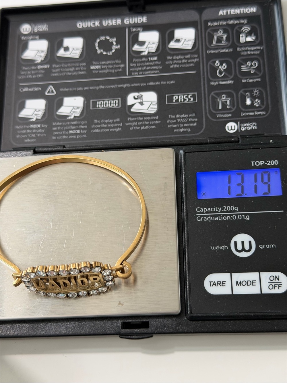 SIGNED-RETIRED-Christian Dior J’ADIOR Crystal Plaque Bangle/Cuff Gold-Tone - Picture 9 of 9